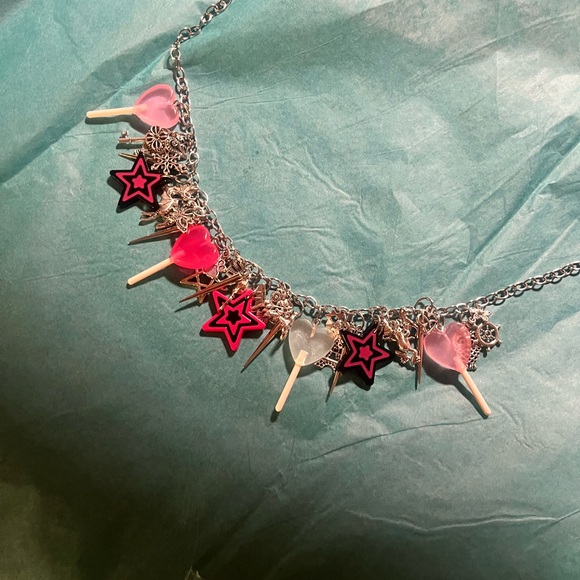 Silver Charm Bracelet with Necklace. Junk style - Picture 3 of 12